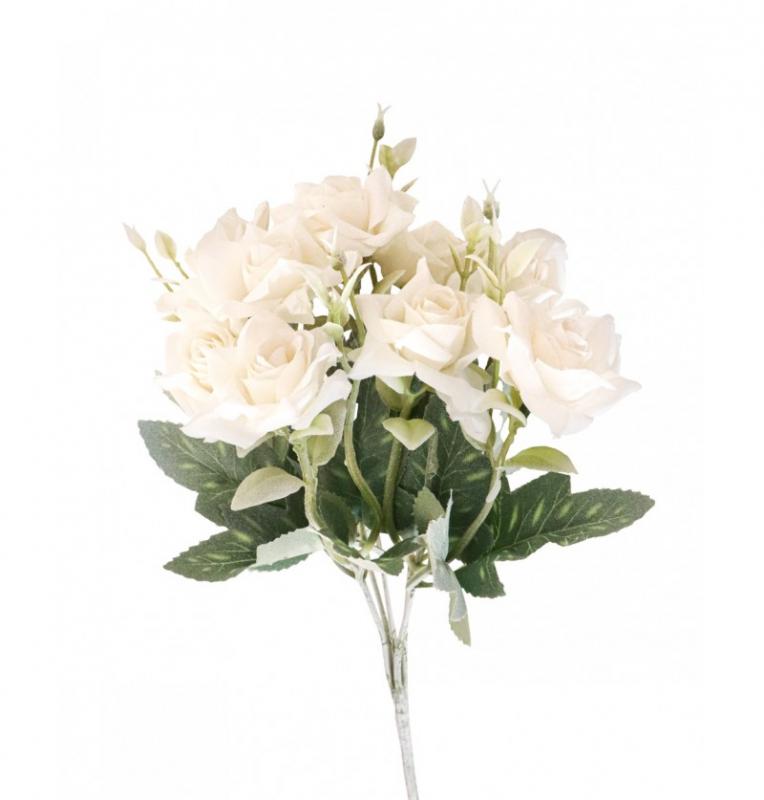 Paris Dekorace Svazek 6 ks bílých růží, 15x28cm