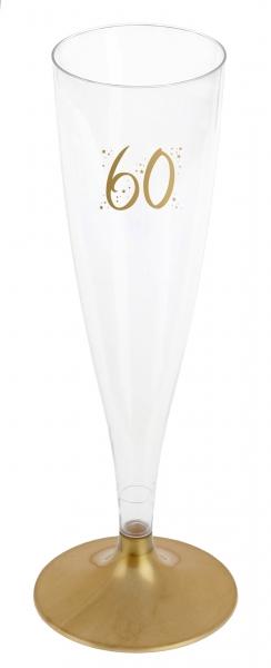 Paris Dekorace Šampusky plastové 60. narozeniny zlaté 14cl, 6 ks
