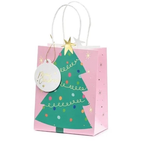 Paris Dekorace Vánoční dárková taška stromek 14 x 20,5 x 8 cm