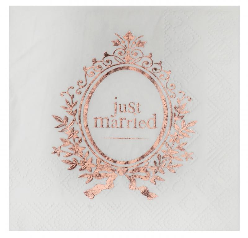 Paris Dekorace Ubrousky &quot;Just Married&quot; růžové zlato