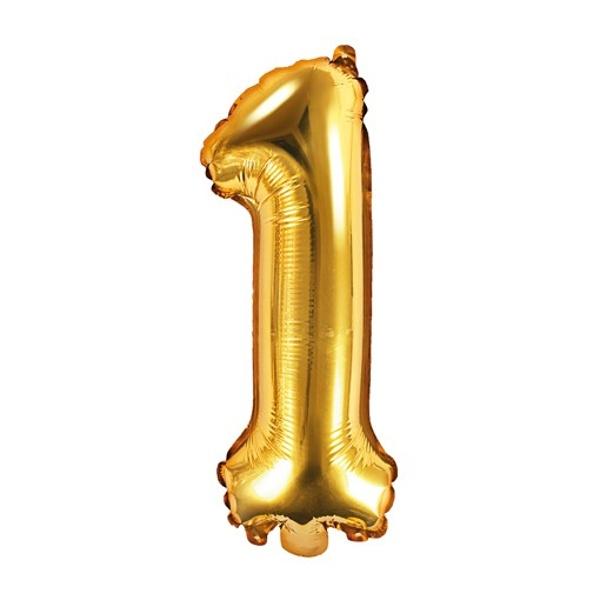 Paris Dekorace Foliový zlatý balónek číslice 1, 35 cm