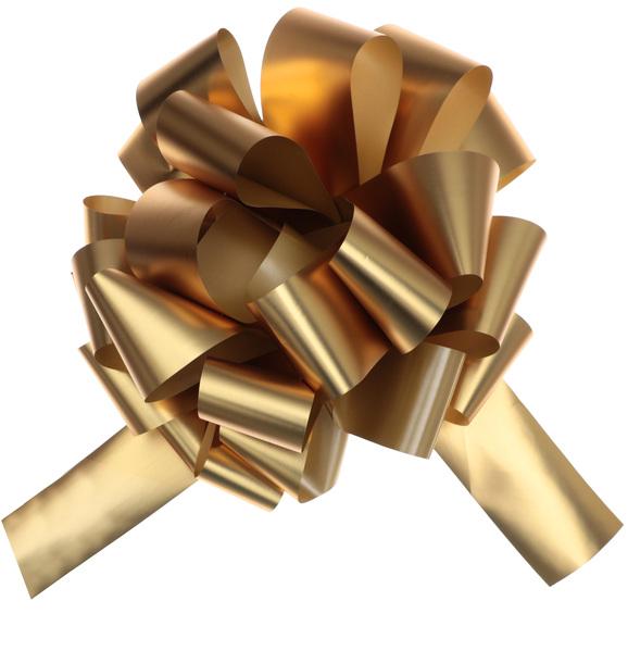Velká stahovací metalická mašle zlatá, 70 mm